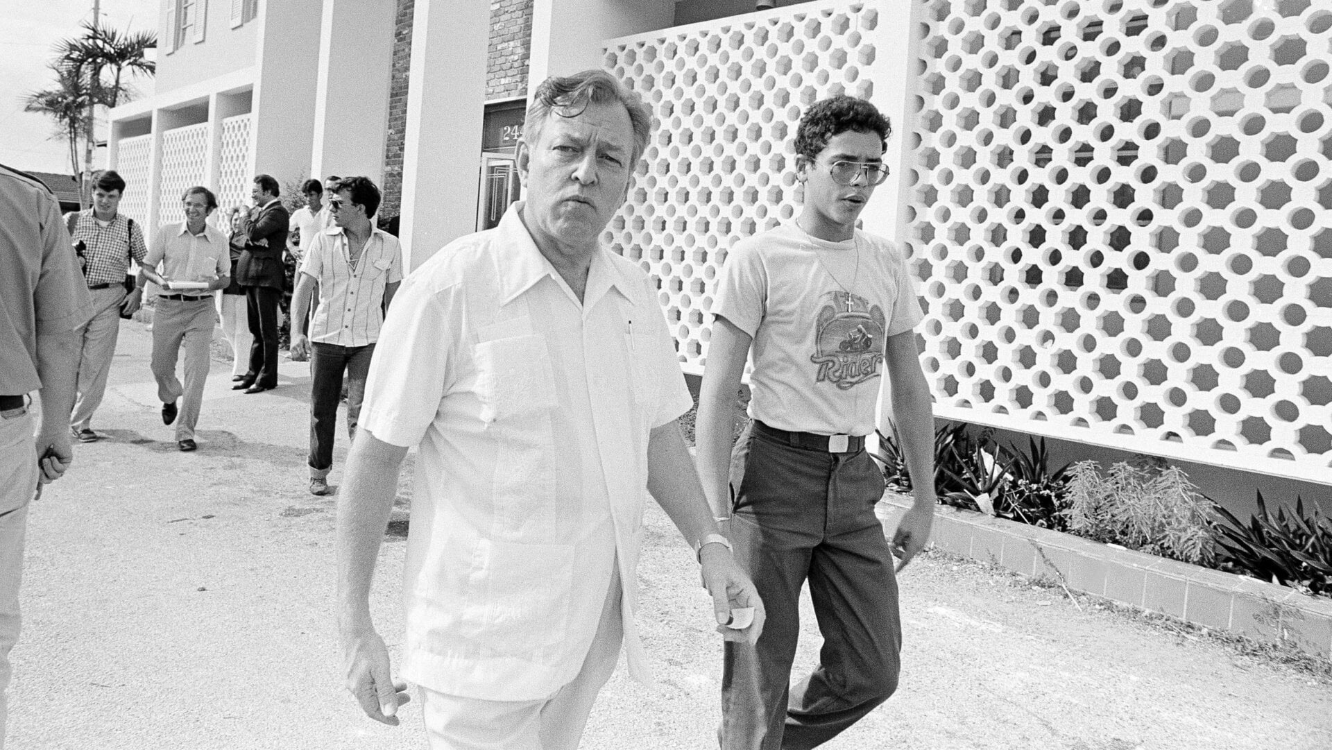 Aerospace Academy president Evaristo Marina with one of his students outside the school on October 26, 1979.