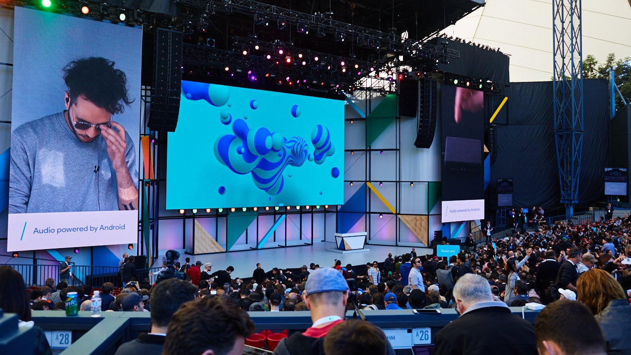 The pre-show before the Day 1 Keynote of I/O 2017. (Image: Alex Cranz/Gizmodo)