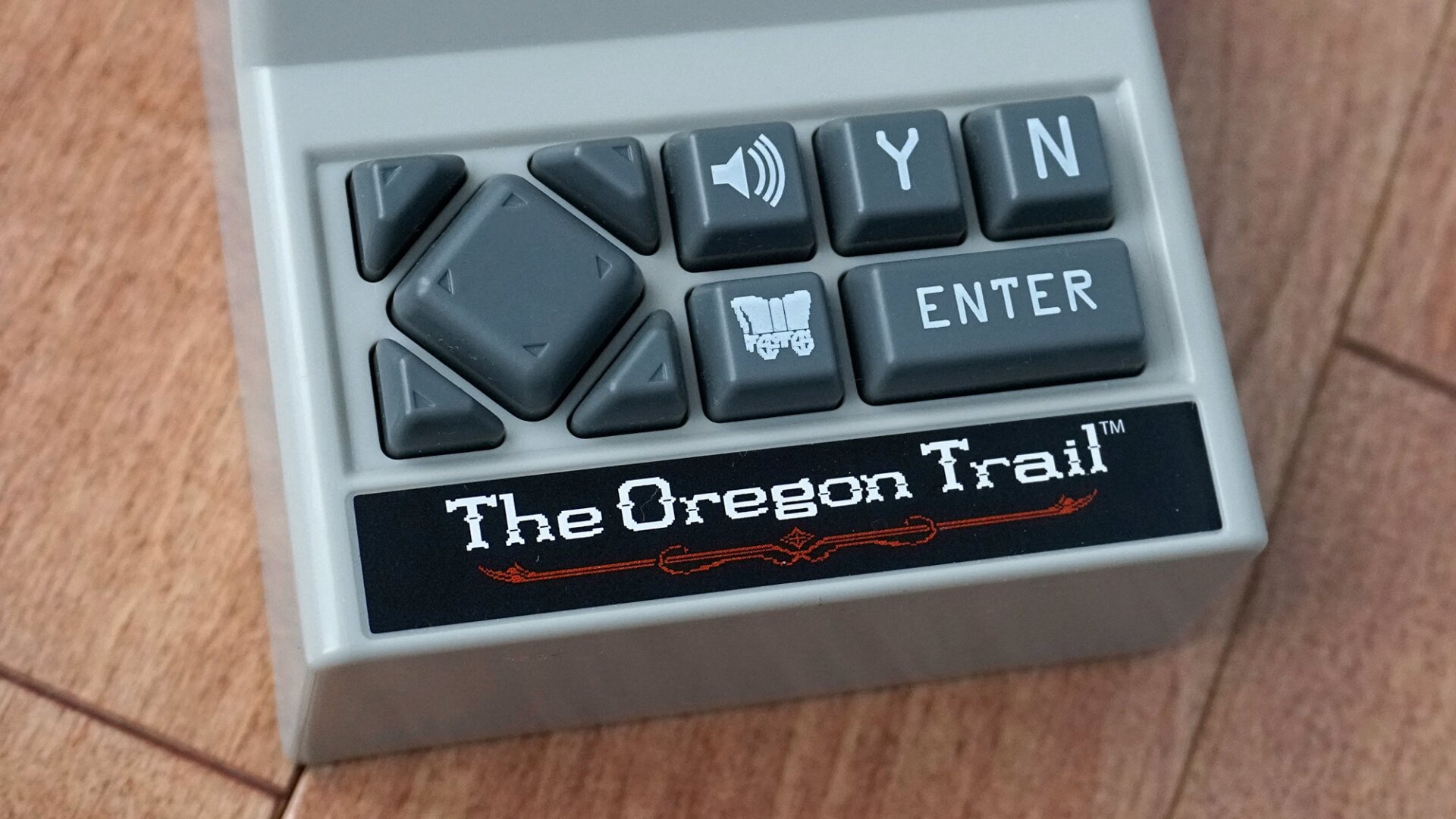 The best part about revisiting The Oregon Trail is this faux mechanical keyboard which feels great to mash.