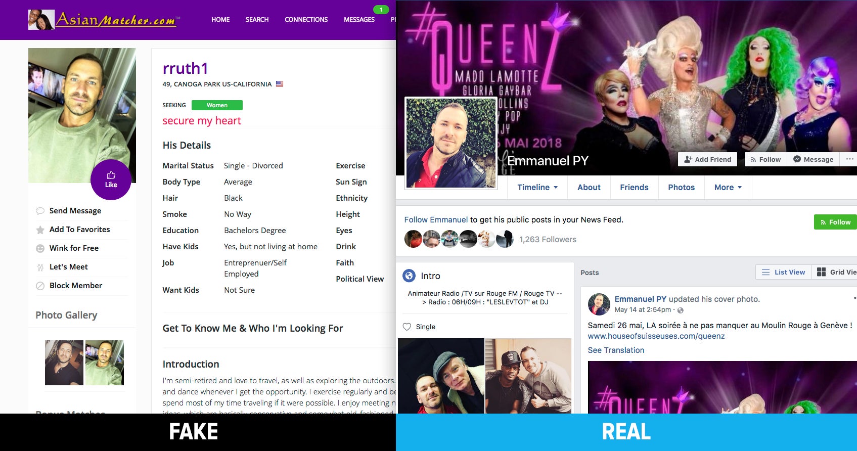 Screenshot: Asianmatcher.com and Twitter