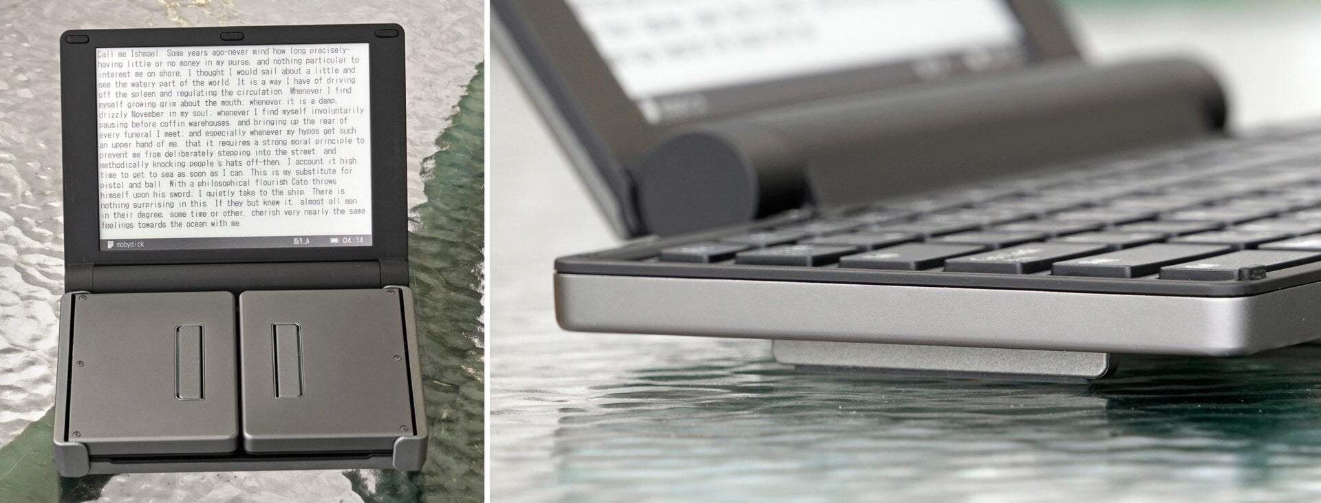 When you open the DM30's keyboard, a small pair of supports automatically fold out.