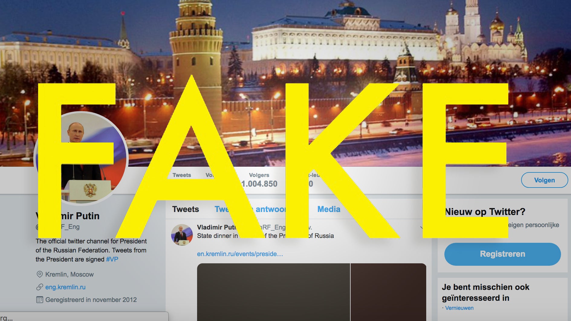 A purported “putinRF_eng” account that has been revealed to be fake.