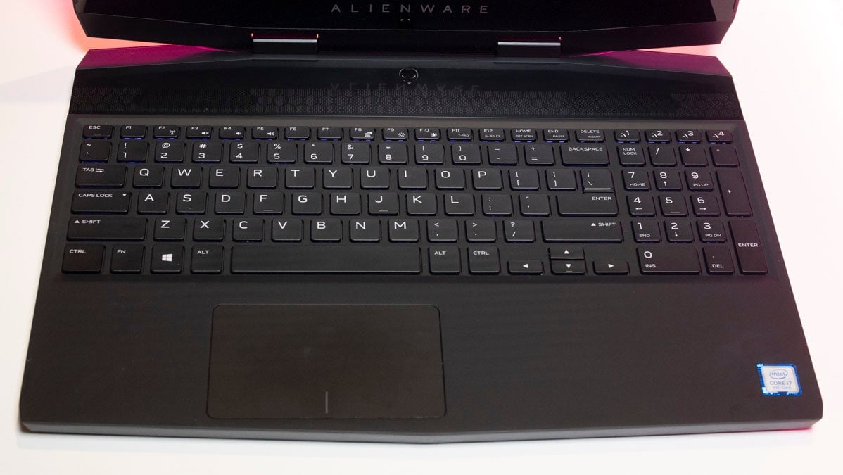 The keyboard has 4 zones of lighting, but it’s pretty dim compared to what Razer offers.