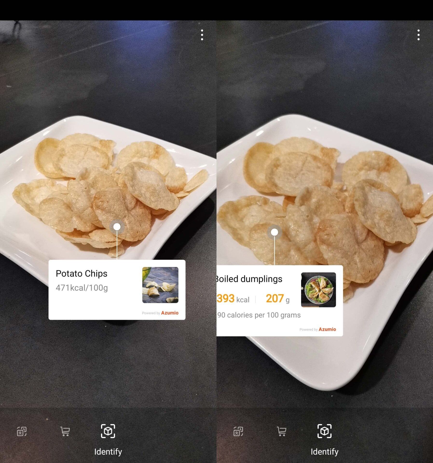 When trying to identify a plate of Popchips, potato chips is a pretty good guess. Boiled dumplings on the other hand, not so much.