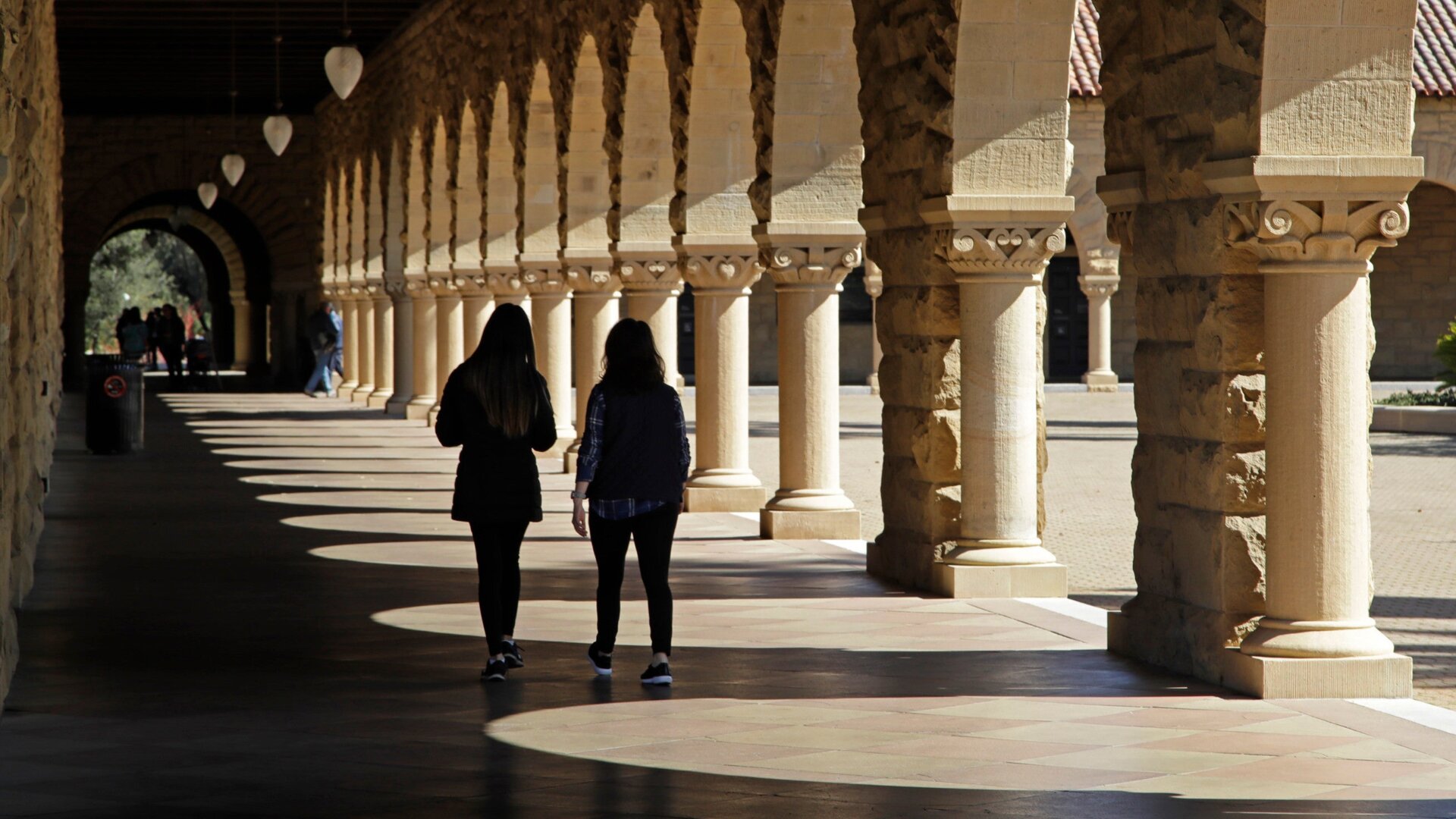 Students at Stanford University campus in Santa Clara, California.