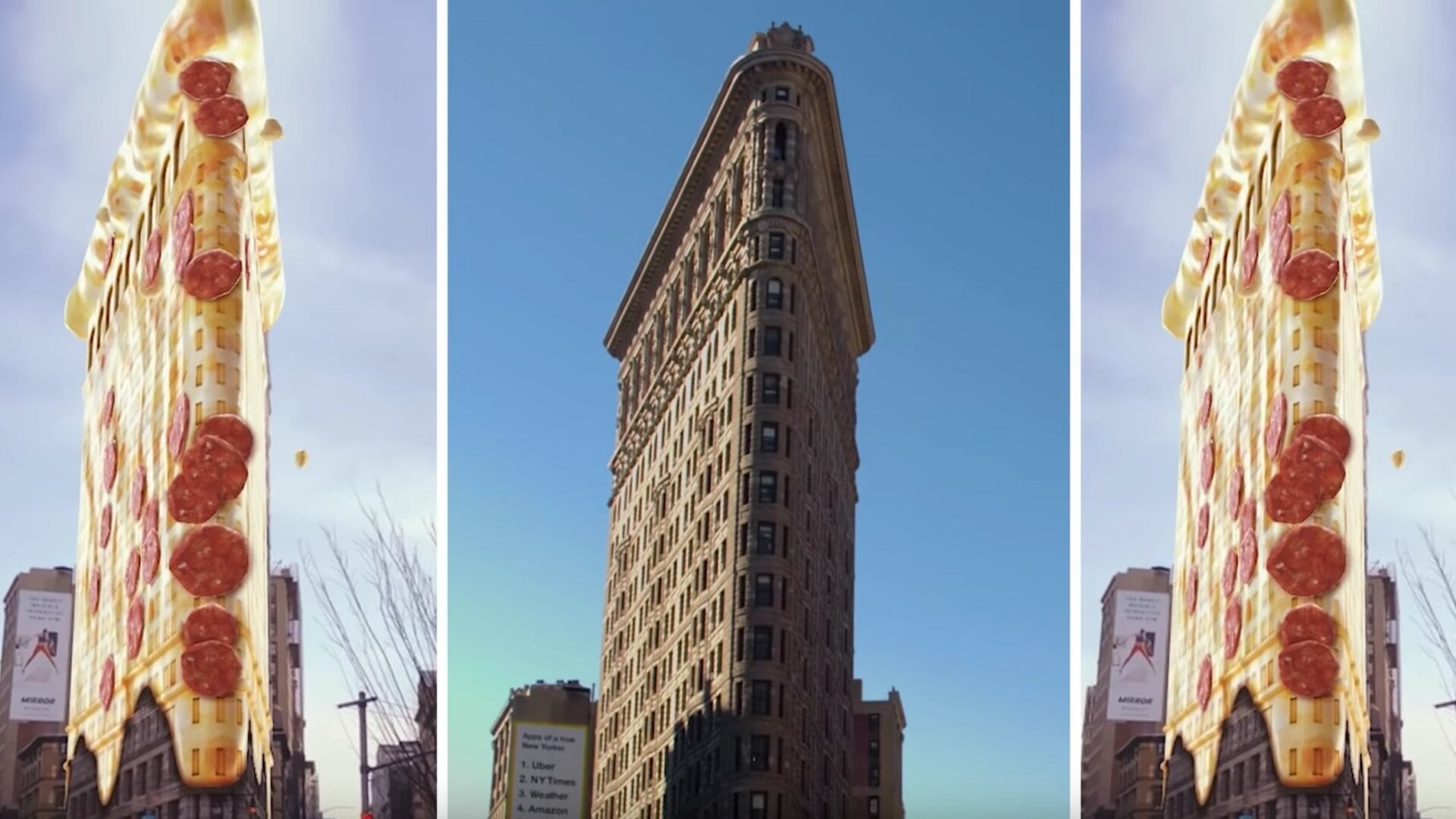 With the Landmarkers AR feature, you can turn the Flatiron Building into a pizza.