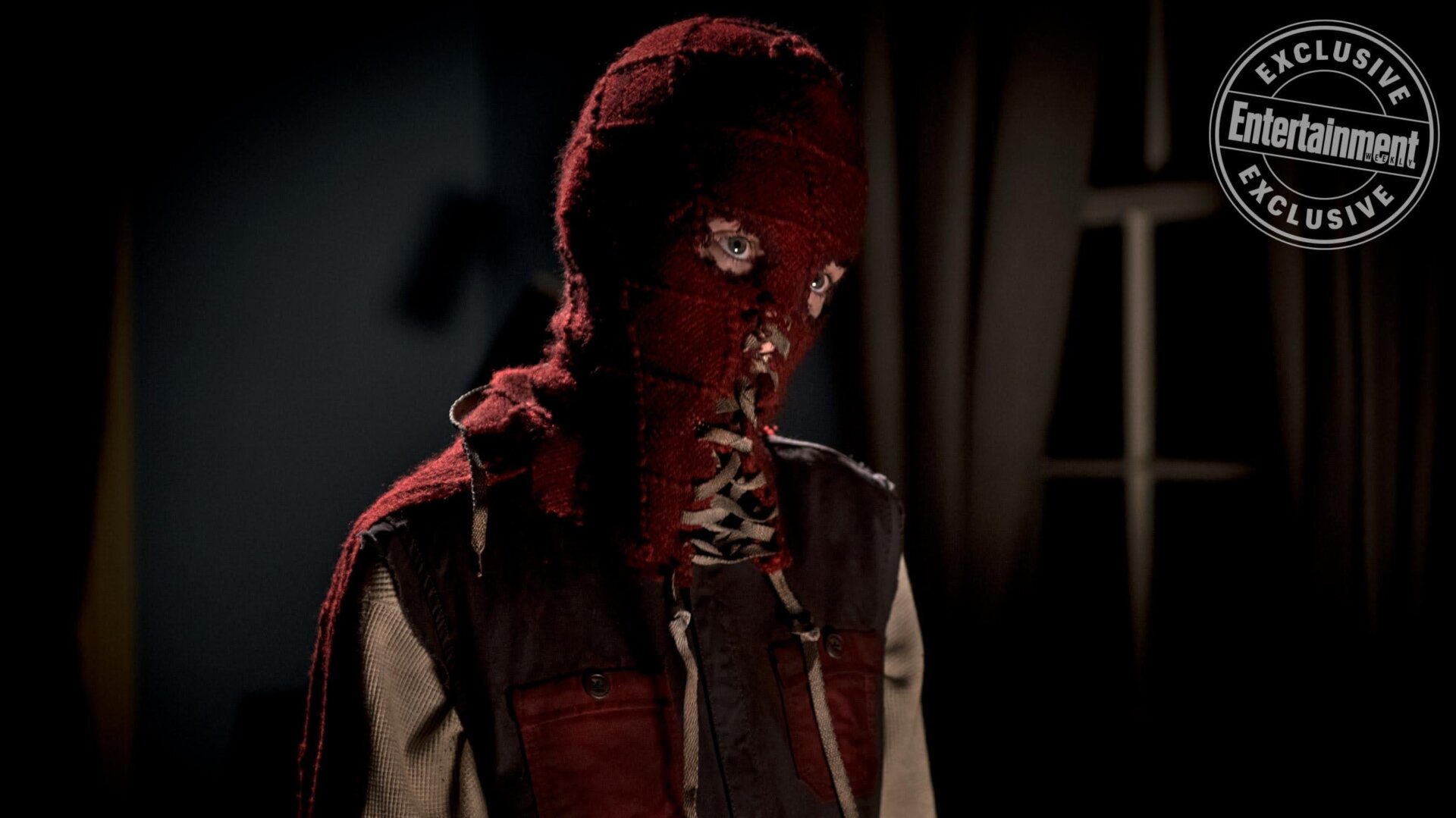 The mask from Brightburn, and the boy who wears it.