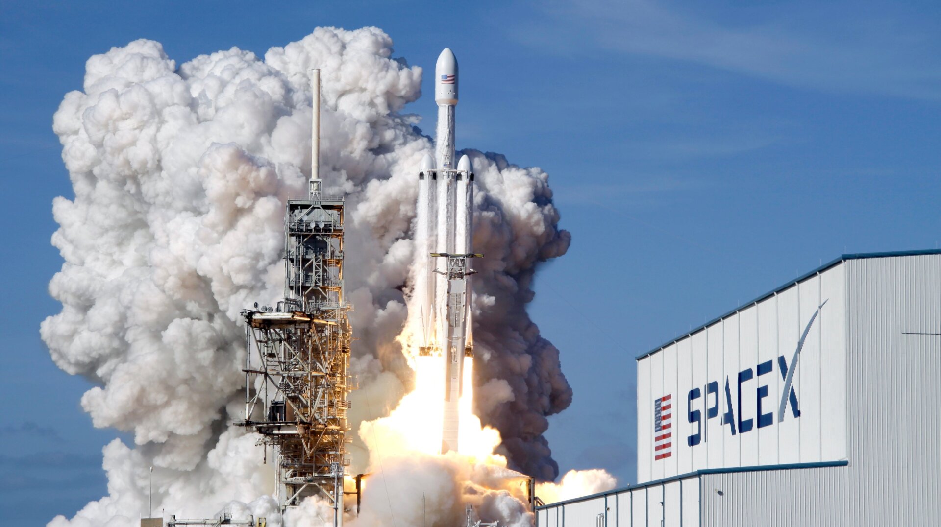 The inaugural launch of the SpaceX Falcon Heavy on February 6, 2018.