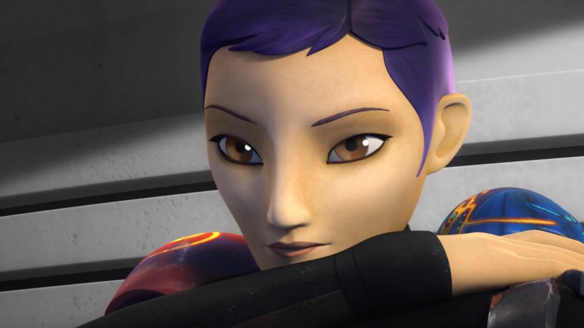Sabine Wren at the end of Star Wars Rebels.