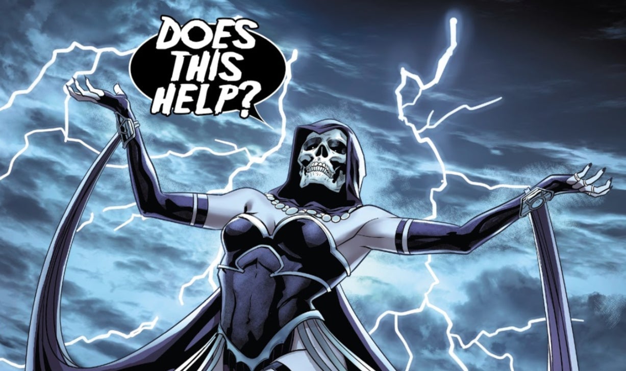 Death revealing her true face in Ben Reilly: Spider-Man #7.