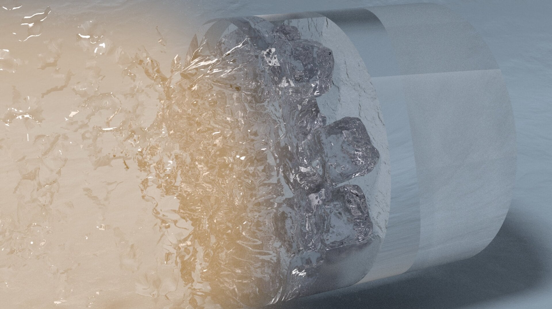 Artist’s impression of superionic ice forming on the surface of a diamond.