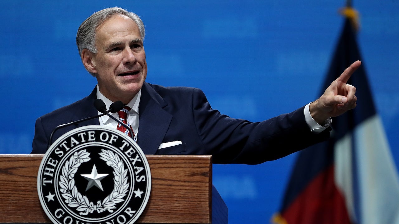 Texas Governor Greg Abbott speaks at the NRA extremist group’s annual leadership forum on May 4, 2018