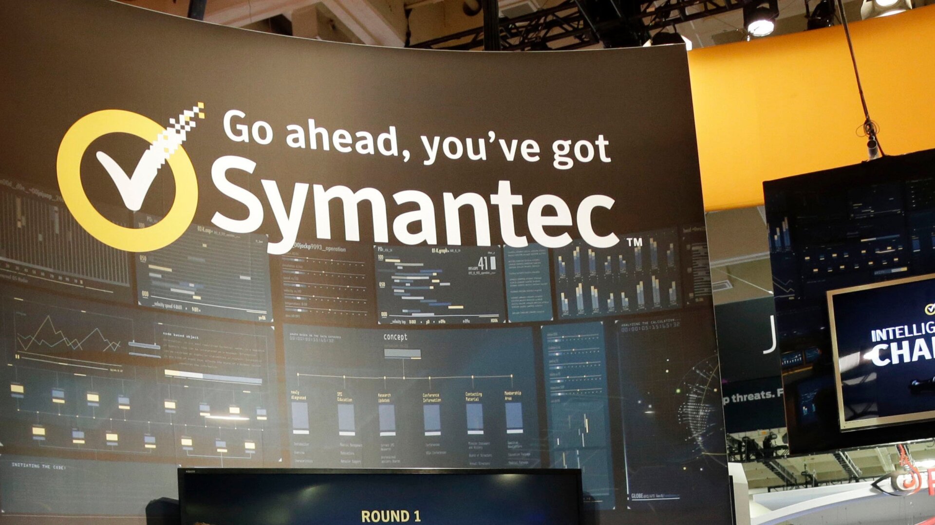 A presentation is made in the Symantec booth during the RSA Conference on in San Francisco, on Wednesday, April 22, 2015.