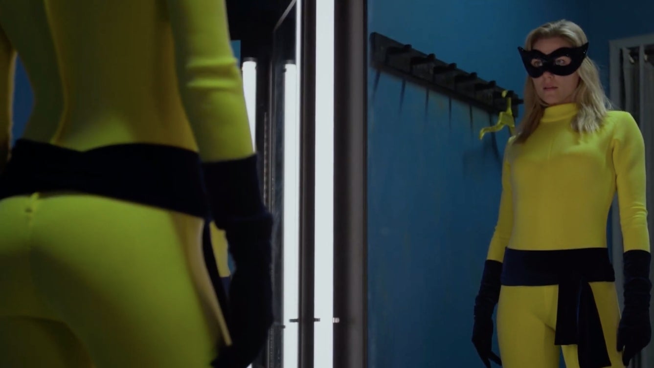 Trish Walker sporting her classic Hellcat costume.