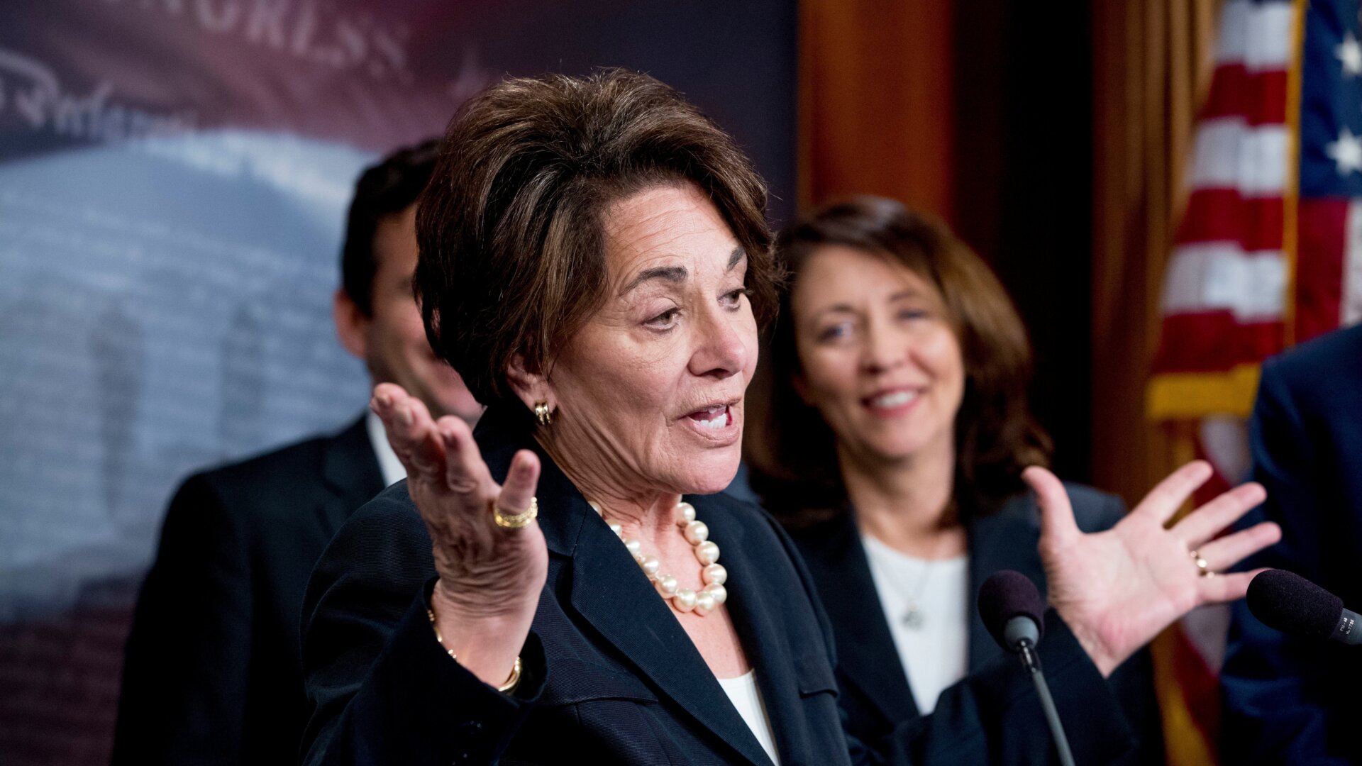 Rep. Anna Eshoo, D-Calif., speaks at a news conference on Capitol Hill in Washington, Wednesday, May 16, 2018