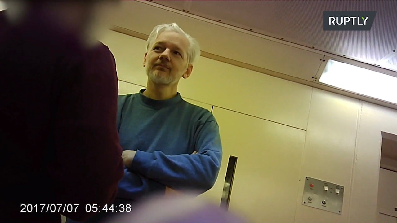 Julian Assange in a British prison, though the timestamp on the image is believed to be wrong