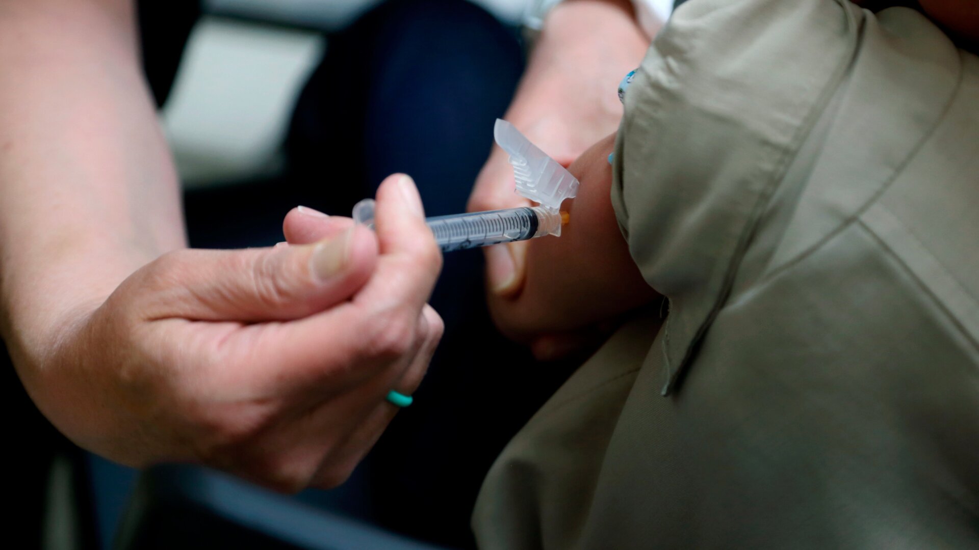 A nurse administers a vaccination at a facility in Mount Vernon, Ohio.