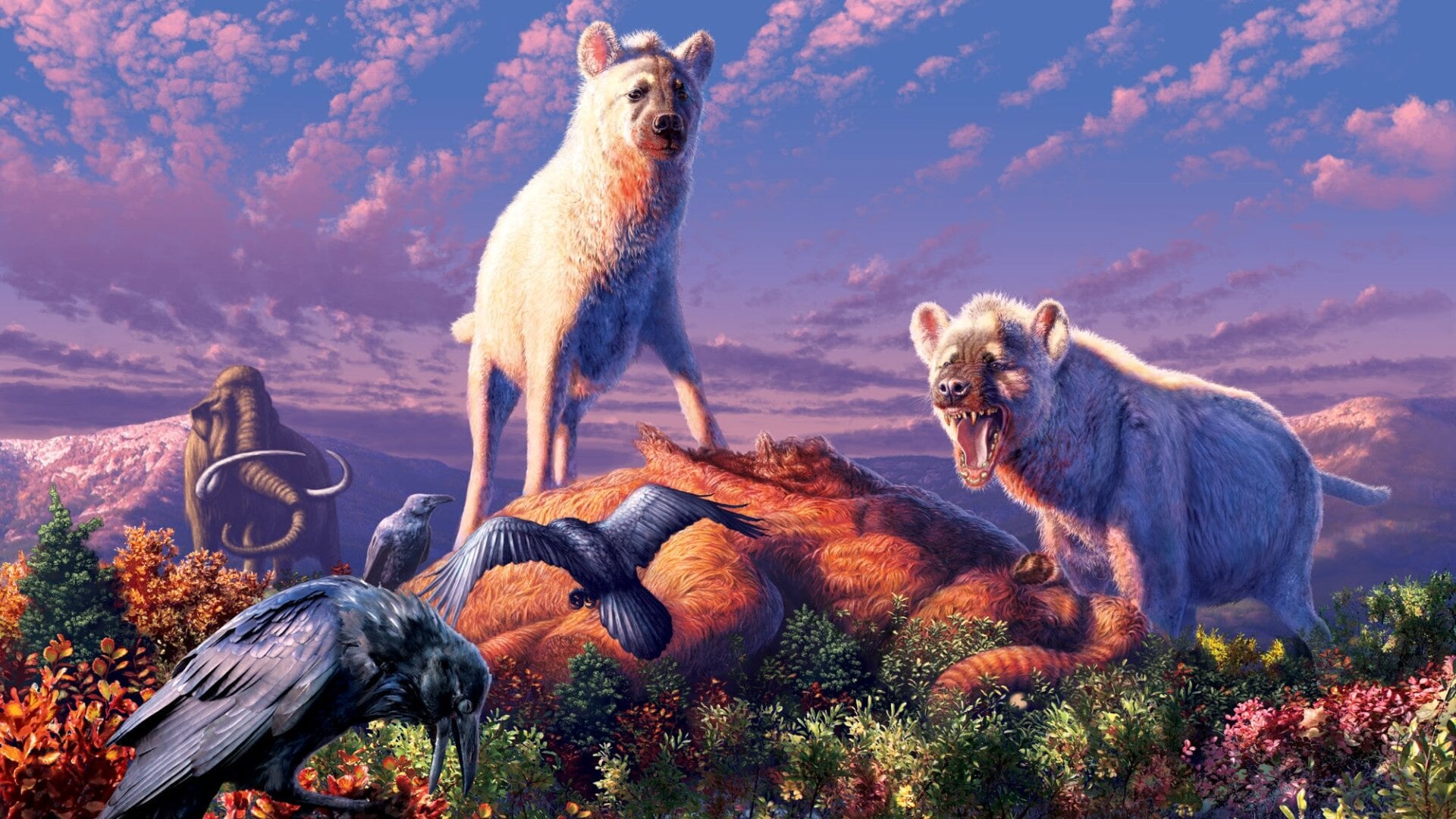 Artist’s impression of the ancient Arctic hyenas.