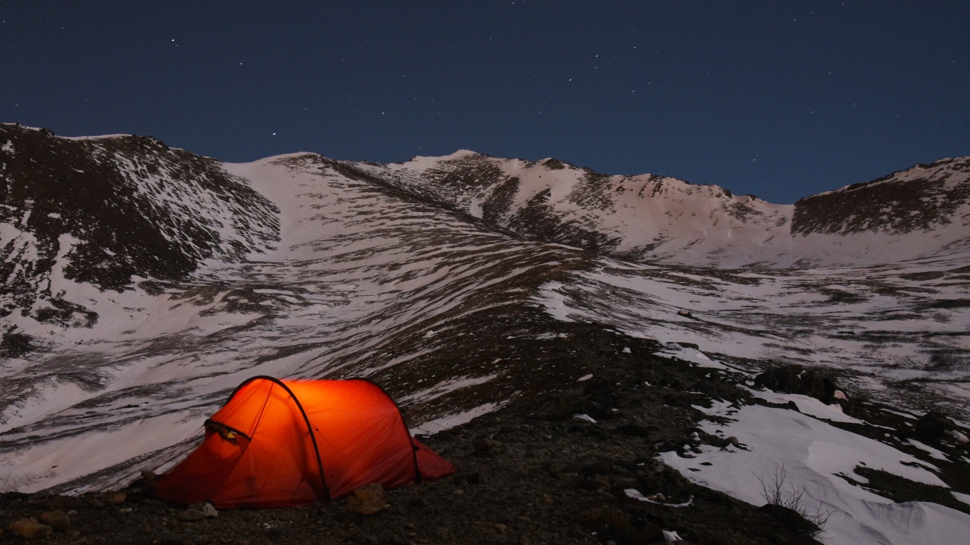 Camping in Chugach State Park in Alaska.