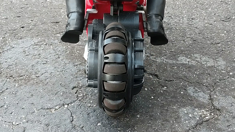 The world’s first omnidirectional RC motorcycle wheel is what allows Spin Master’s Ducati to pull off its nifty tricks.