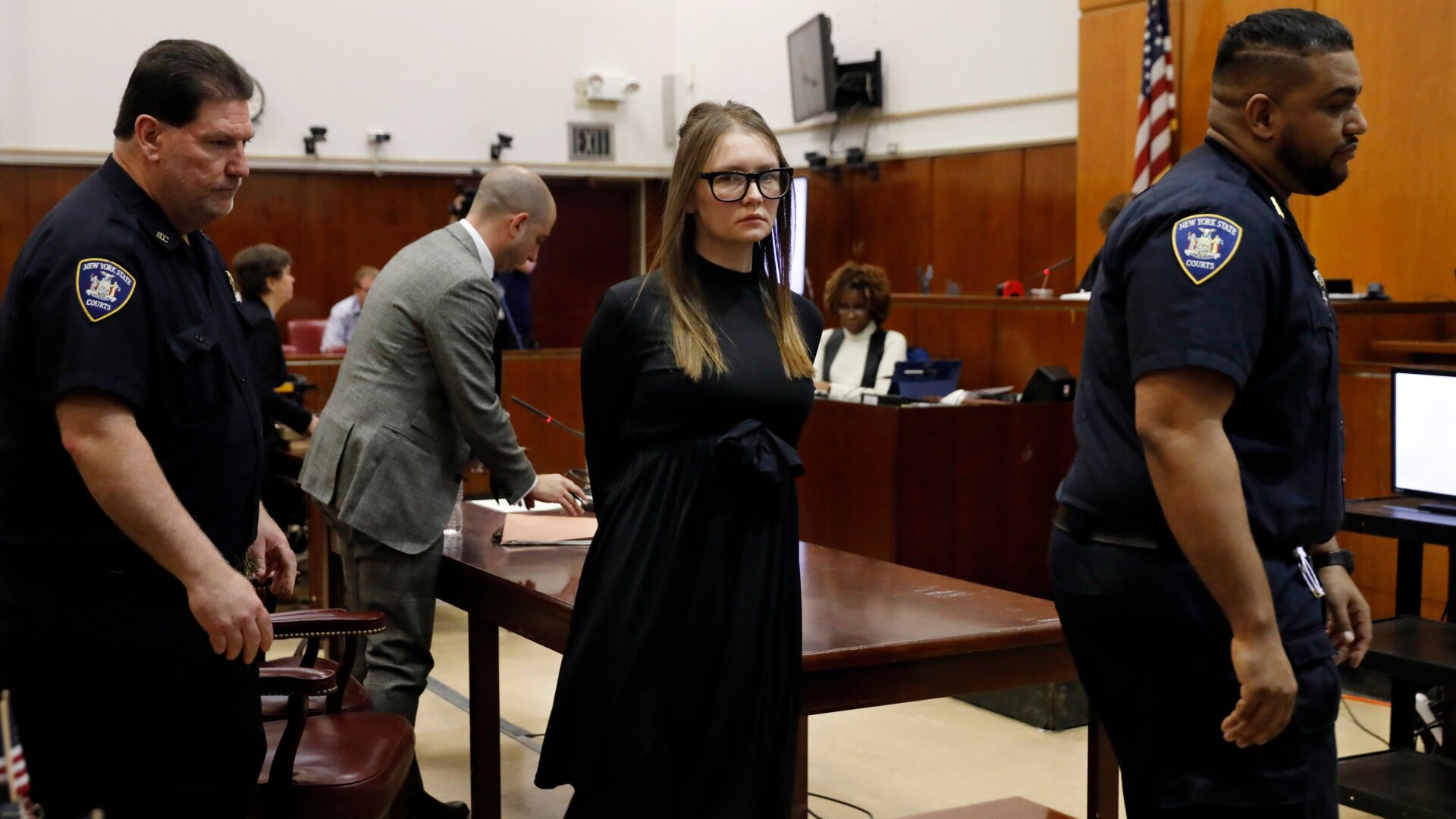 Anna Sorokin leaves after sentencing at New York State Supreme Court, in New York, Thursday, May 9, 2019.