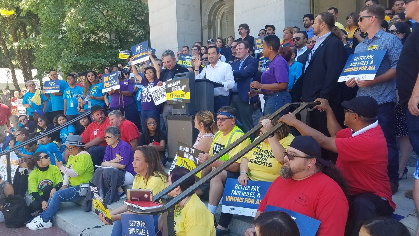 Protesters outside California’s Capitol Building in Sacramento