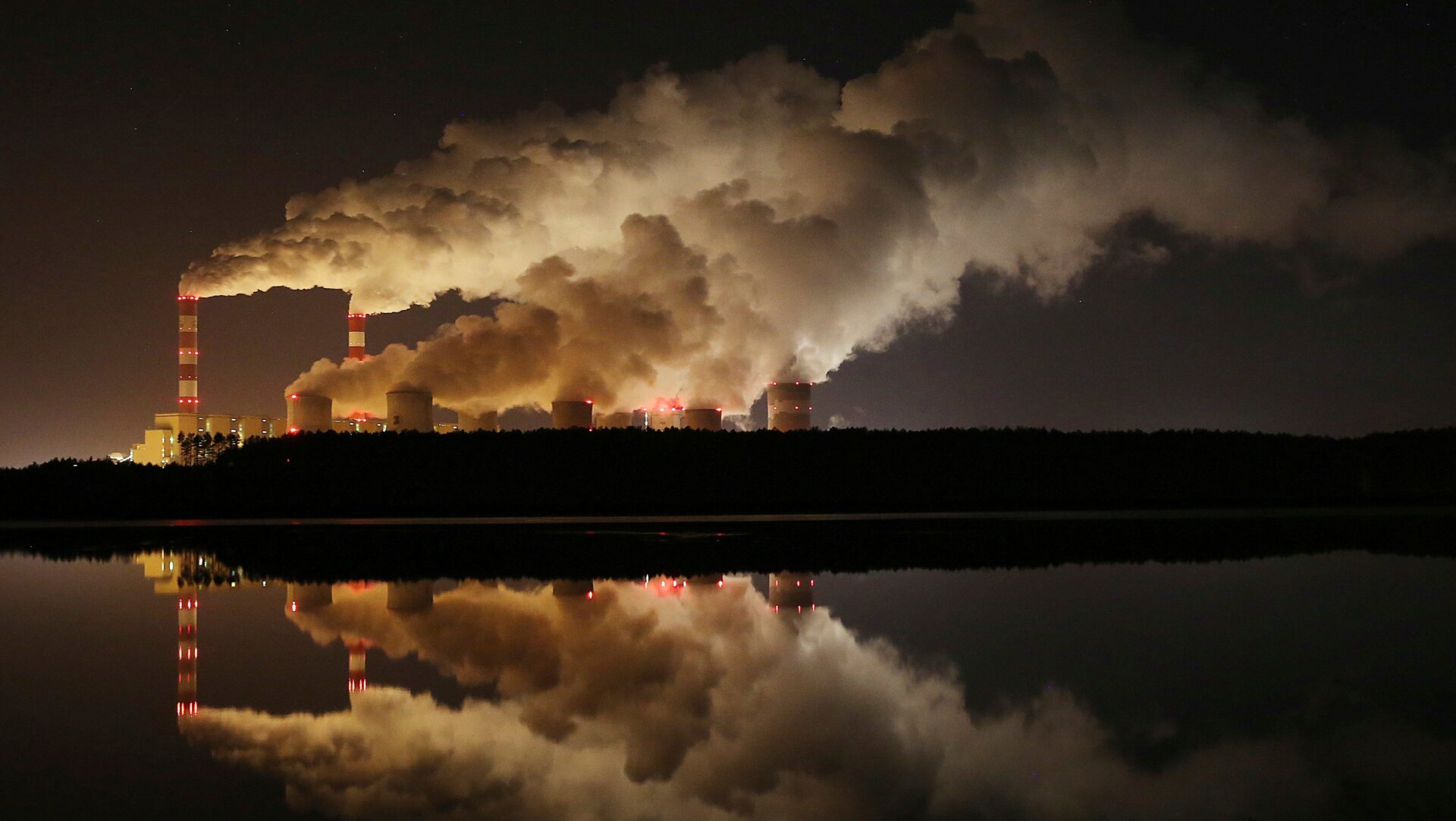 Smoke rises from Europe’s largest lignite power plant in Belchatow, central Poland.