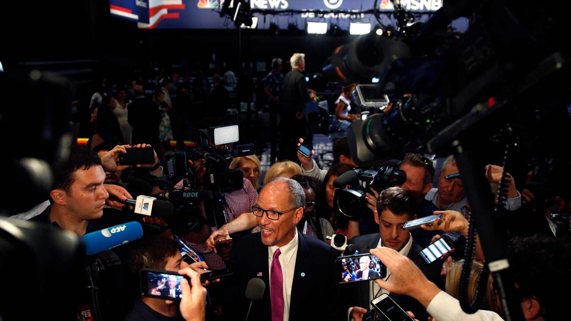 Democratic National Committee chair Tom Perez outside a June 26, 2019 primary debate in Miami.