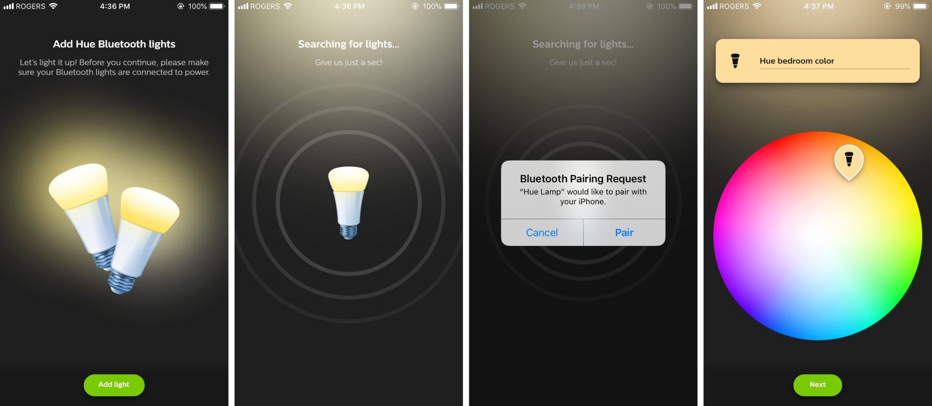 Connecting the Hue with Bluetooth bulbs to your mobile device is even easier than connecting to a Bluetooth speaker.