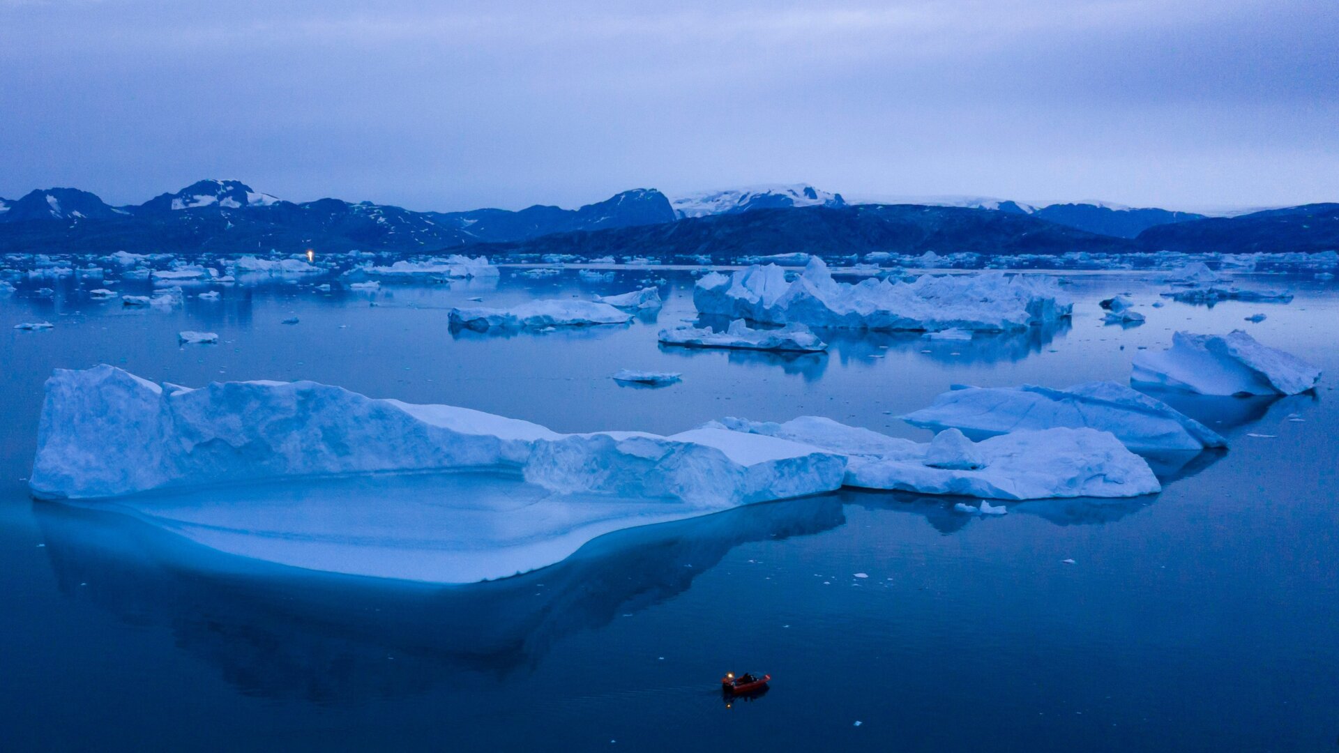 Icebergs off the coast of eastern Greenland near Kulusuk, in a region that has seen significant melt under climate change.