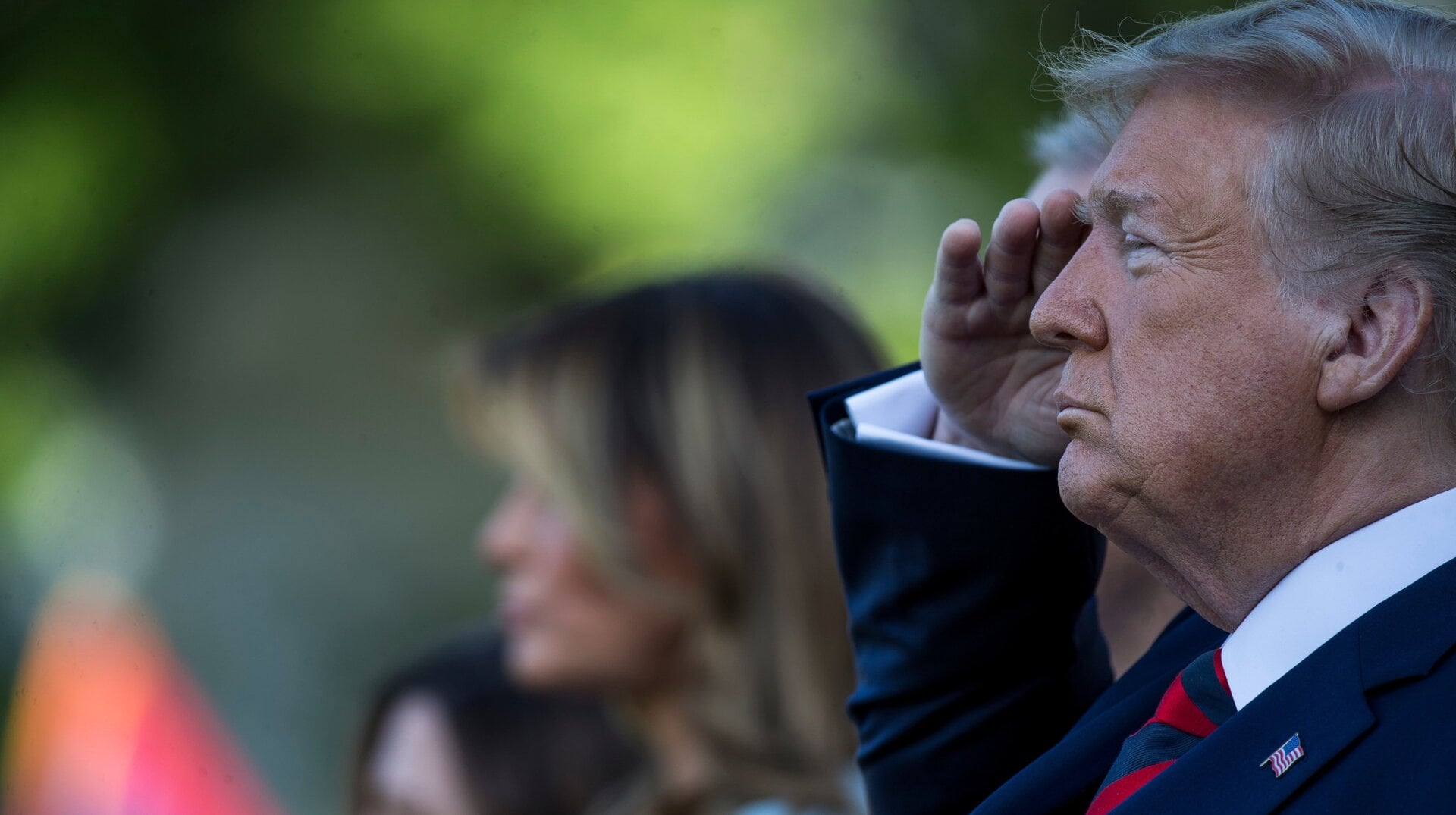 President Donald Trump salutes during an official visit ceremony welcoming Australian Prime Minister Scott Morrison at the South Lawn at the White House on Sept. 20, 2019 in Washington, DC.