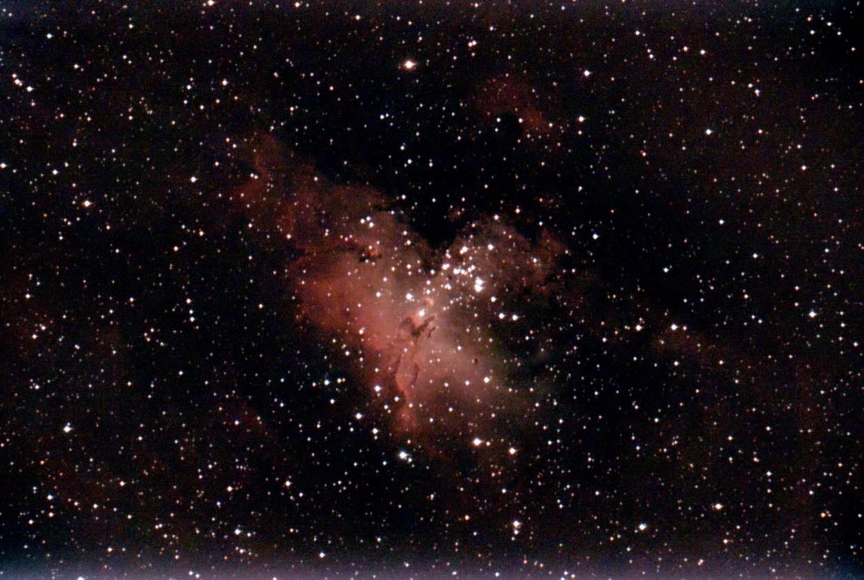 The Eagle Nebula with the famous Pillars of Creation at the center, as imaged by Stellina.