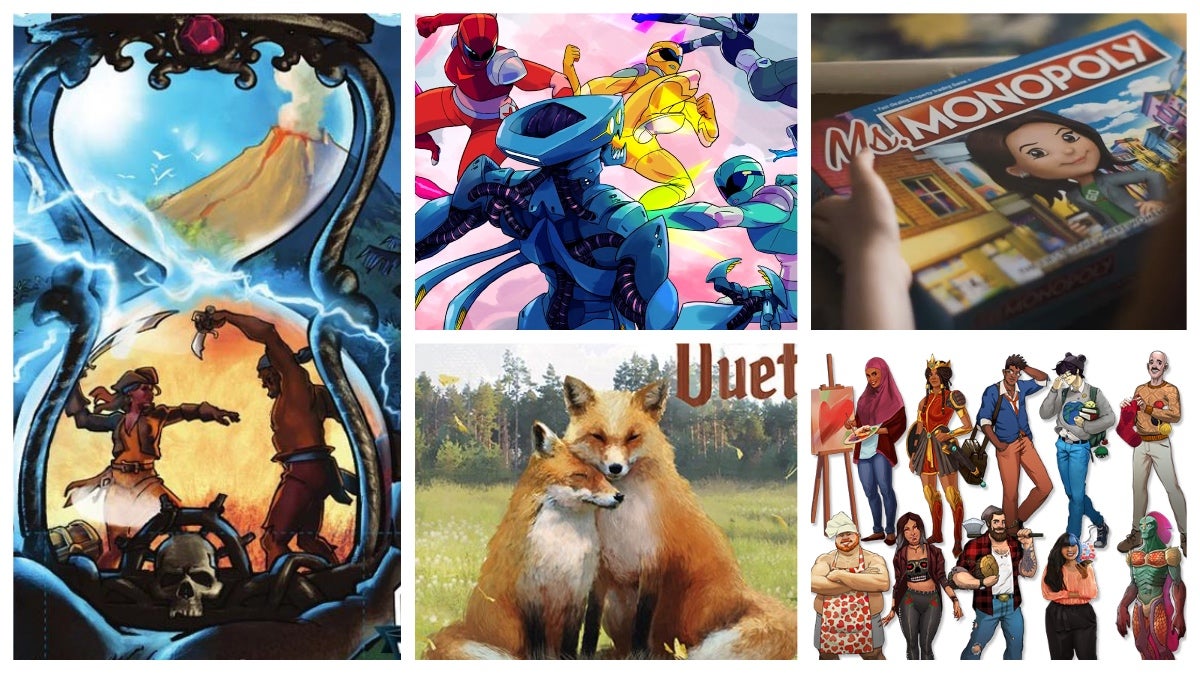 Clockwise from left: Chrono Corsairs, Henshin!, Ms. Monopoly, Hey Cutie, and Fox in the Forest Duet.