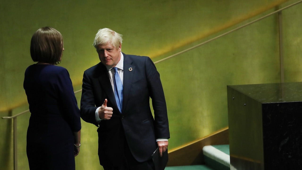 British Prime Minister Boris Johnson gives a thumbs up at the UN General Assembly in New York on September 24, 2019