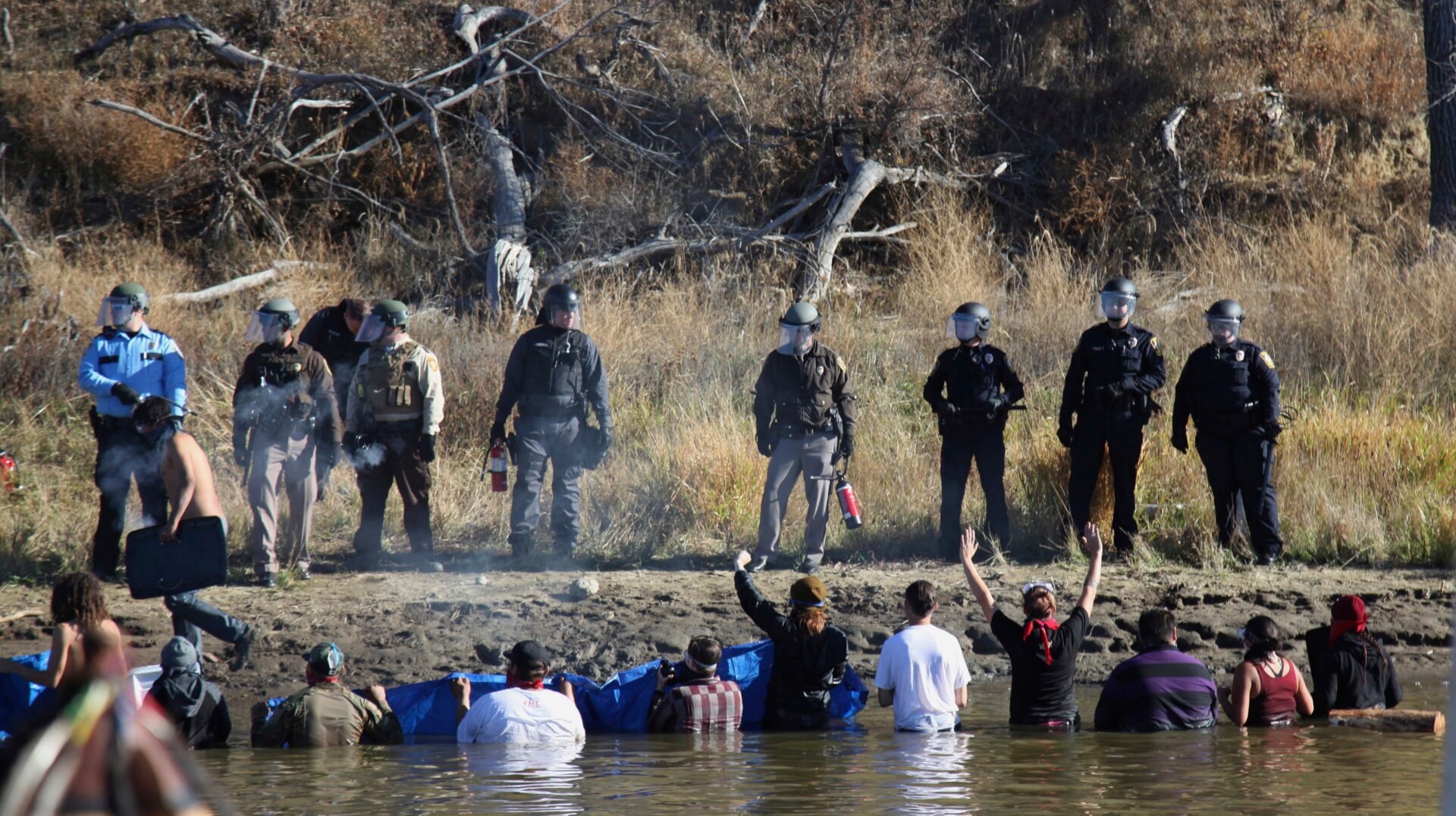 Tensions between protestors and police were real during the Standing Rock movement in 2016.