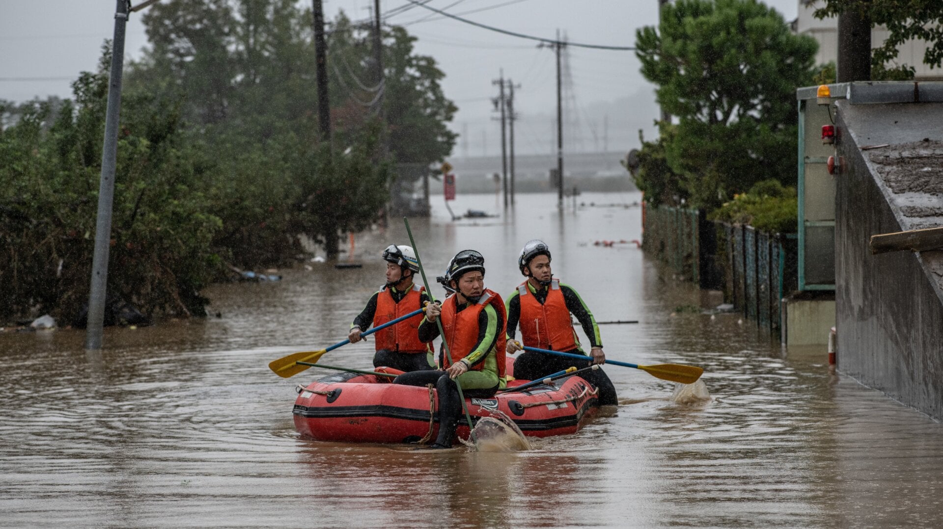 Search-and-rescue workers in Nagano, Japan.