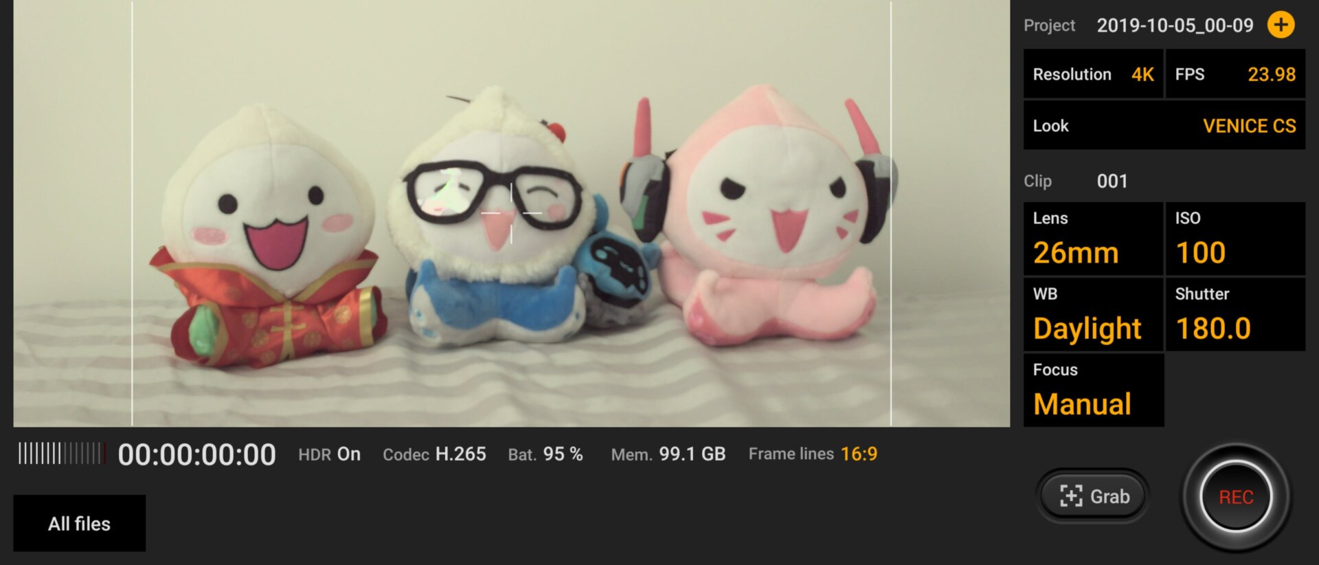 Here’s the view from Sony’s Cinema Pro video recording app.