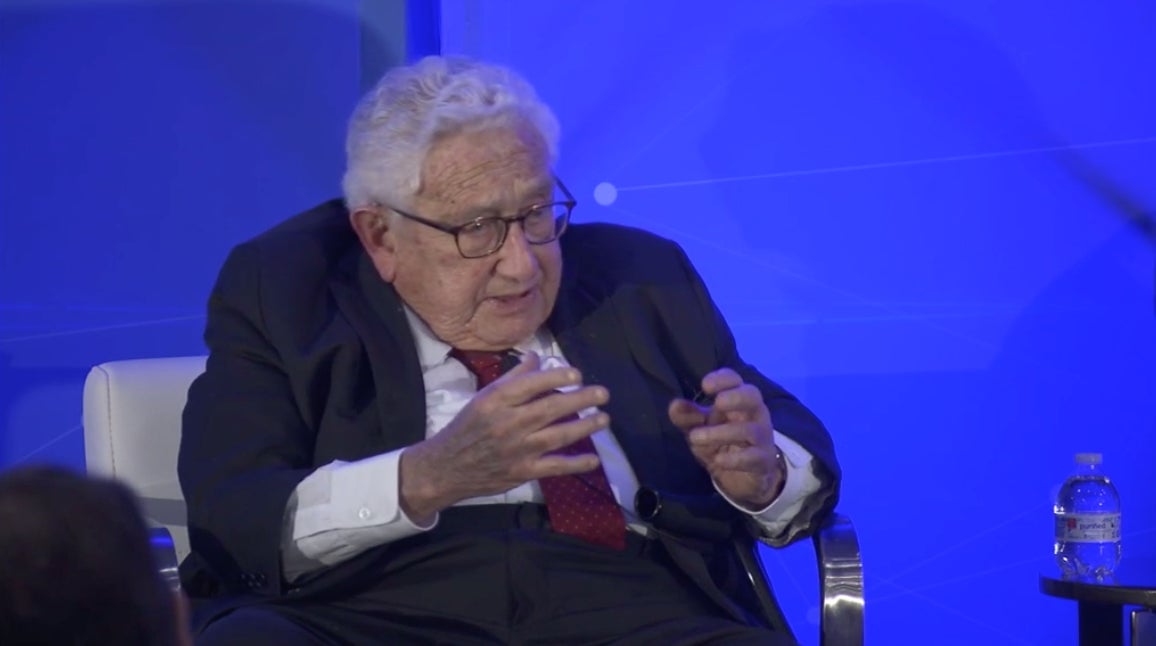Former U.S. Secretary of State Henry Kissinger speaking to an audience in Washington, D.C., on November 5, 2019.