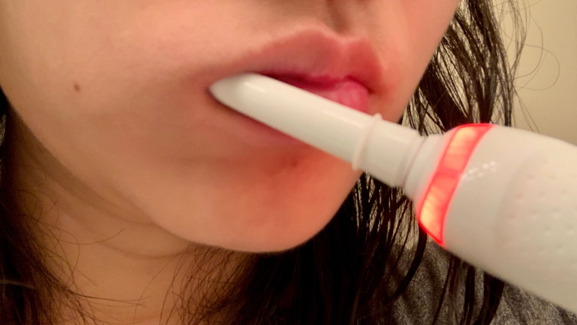 The Genius X will glow red if you’re brushing too hard. 
