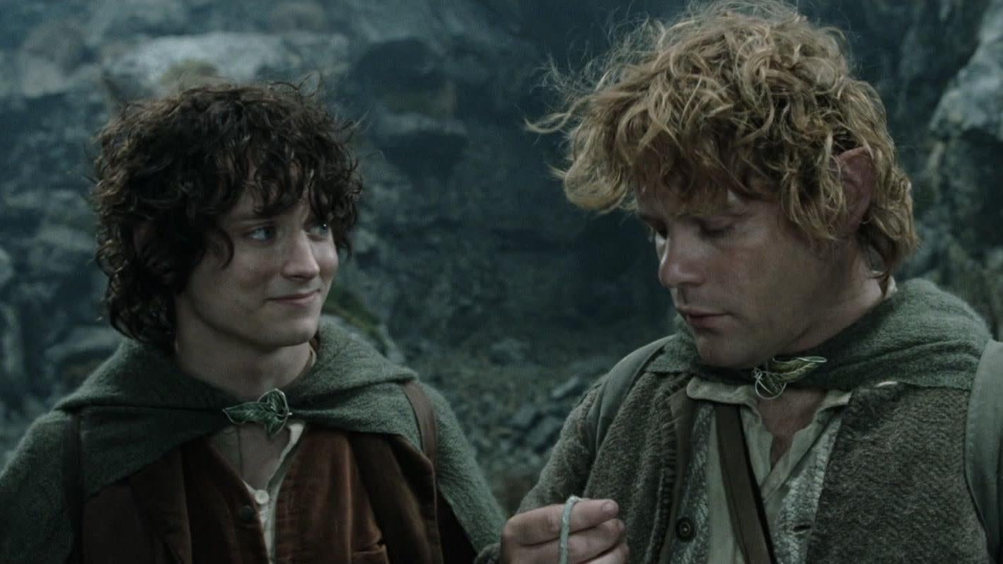 Elijah Wood as Frodo and Sean Astin as Samwise in the Peter Jackson film. We would love to show you something from the new show, but it has yet to release anything.