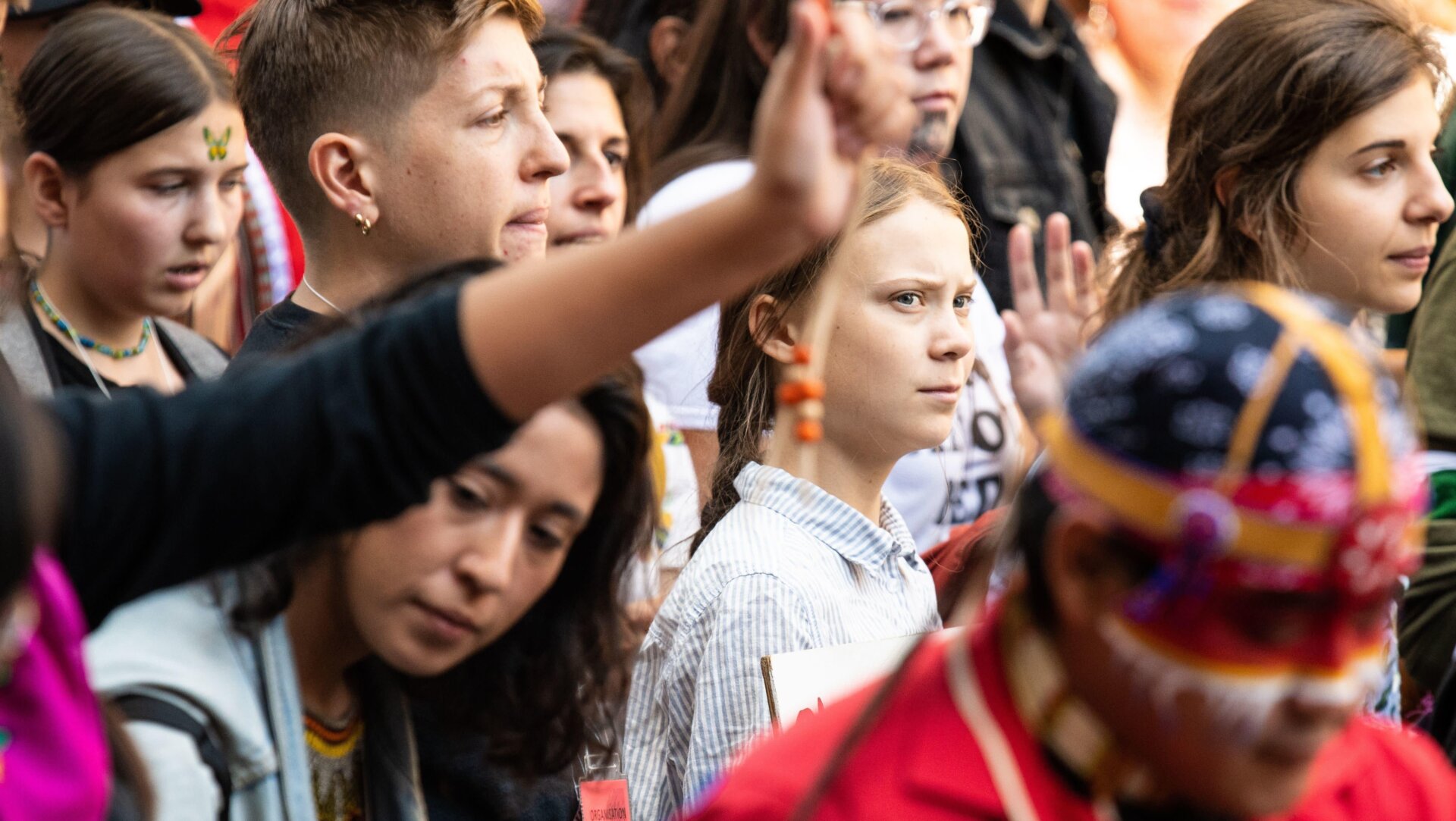 Swedish climate activist Greta Thunberg joins protesters during the global climate strike in Montreal, Canada, on September 27, 2019.