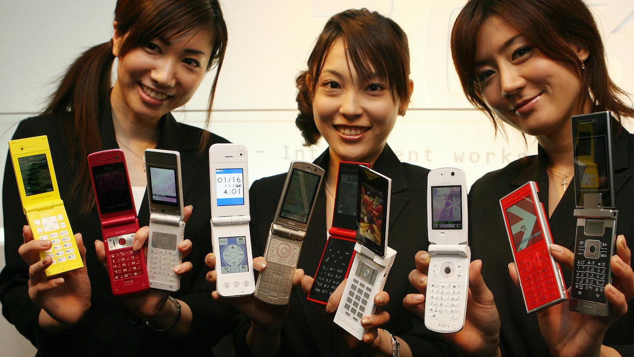 Mobile phones in Tokyo, Japan in January 2007