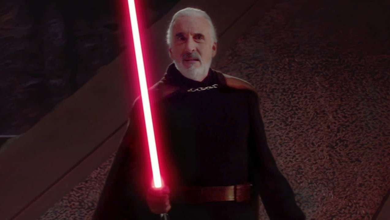 Sir Christopher Lee as a character who should really have been called something other than Count Dooku.