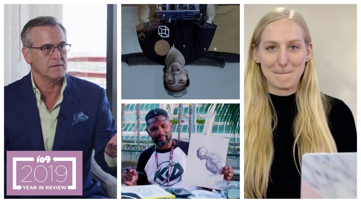 Clockwise from left: Bruce Campbell, our build of the Lego Stranger Things set, former senior video producer Danielle Steinberg tries to name NYC landmarks, and one of the “Faces of SDCC.”