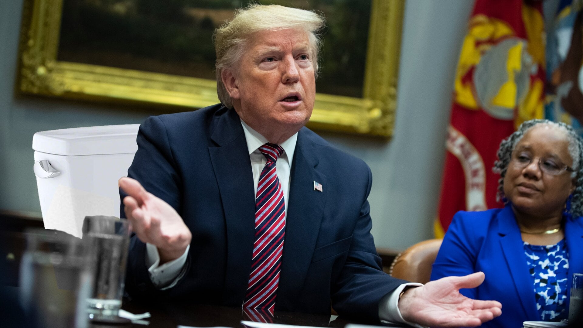 Trump at a small business roundtable in the White House on Friday.