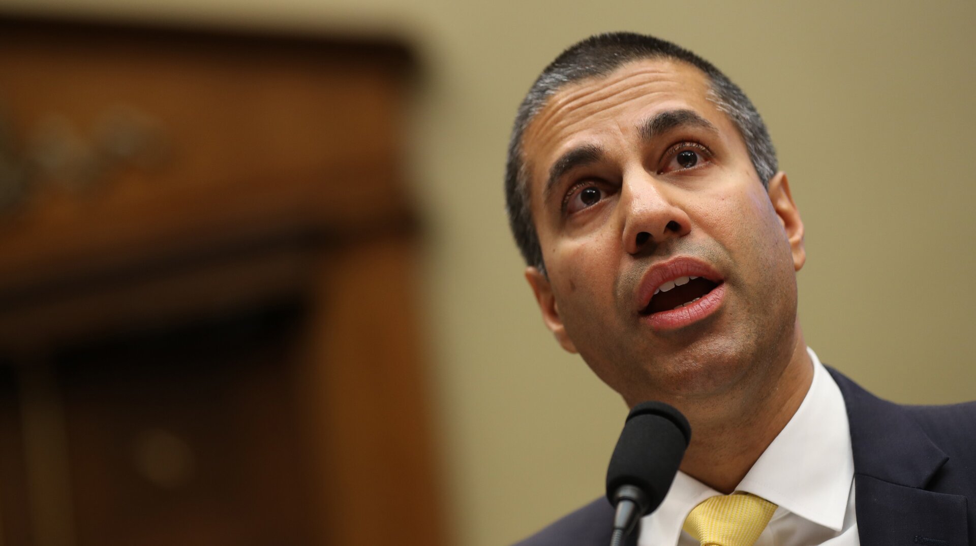 FCC Chairman Ajit Pai testifies before the House Energy and Commerce Committee’s Communications and Technology Subcommittee on December 05, 2019, in Washington, DC.