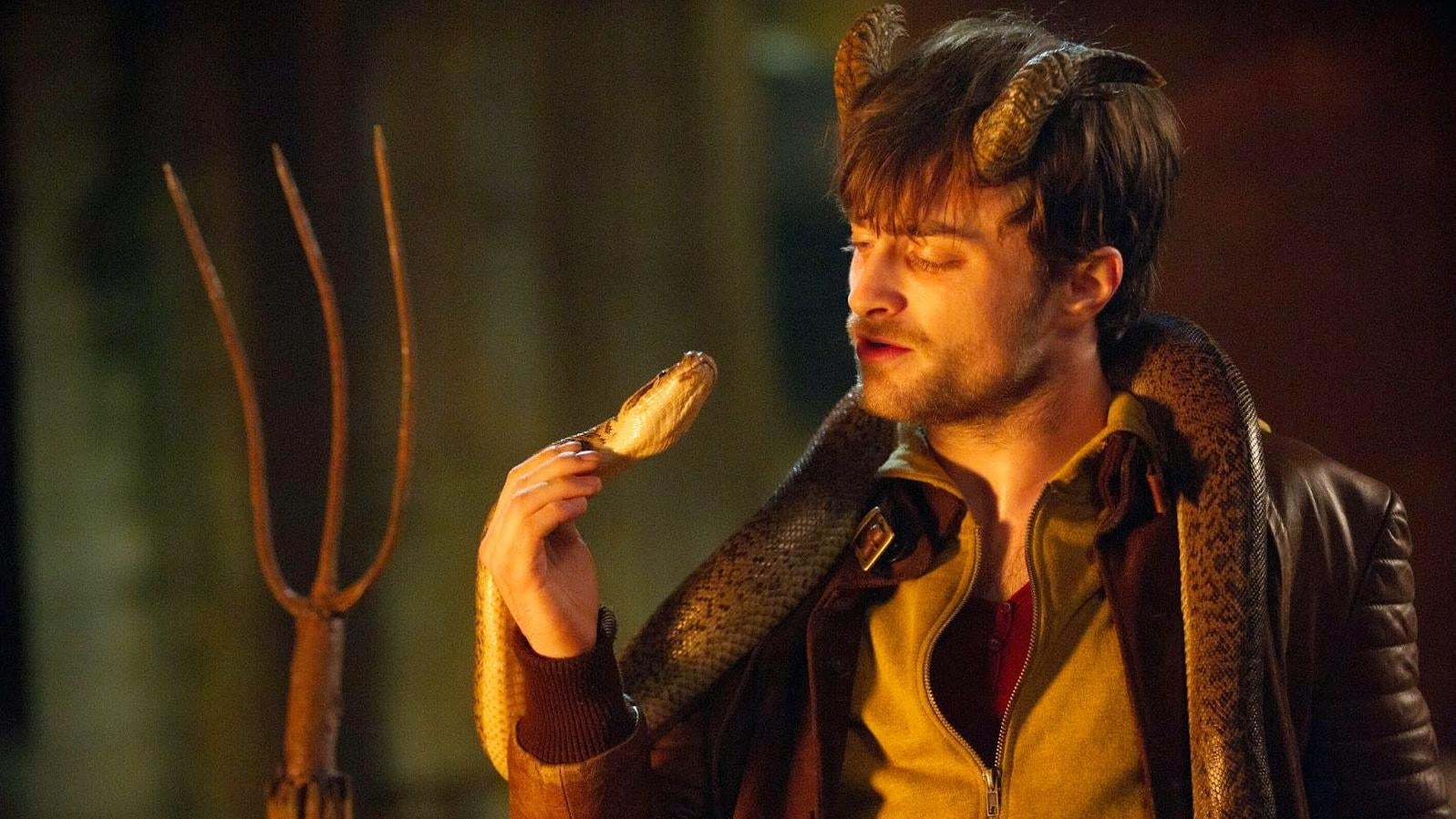 Radcliffe and a slippery friend in Horns.