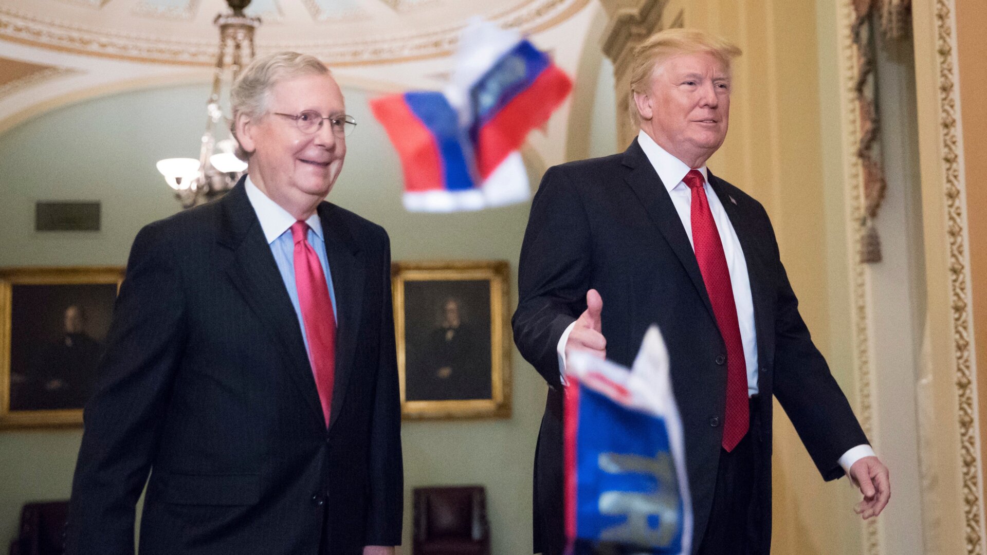 President Donald Trump meeting with Senate Majority Leader Mitch McConnell on Capitol Hill in 2017.
