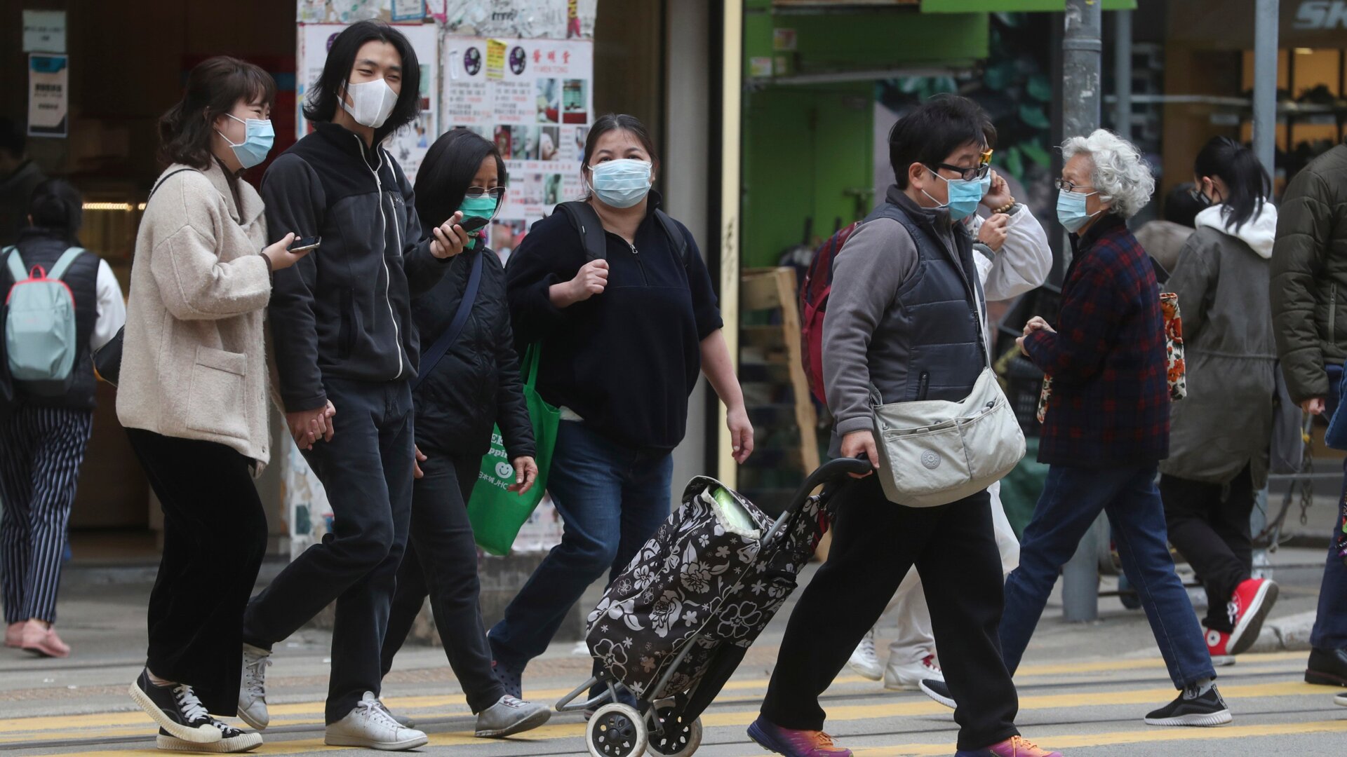 People wearing face masks in Hong Kong on Jan. 29, 2019.