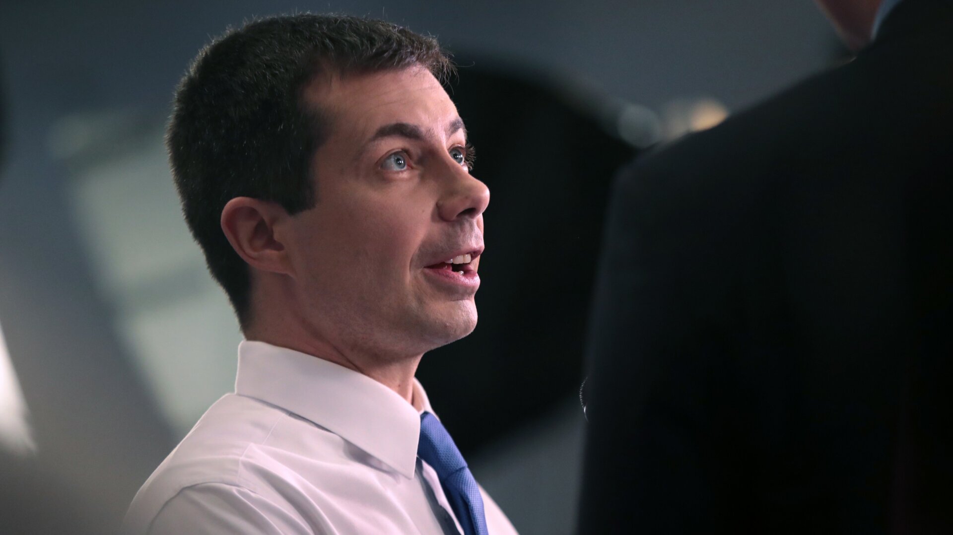 Pete Buttigieg speaks to the media at the Charleston Gaillard Center on February 25, 2020 in Charleston, South Carolina.